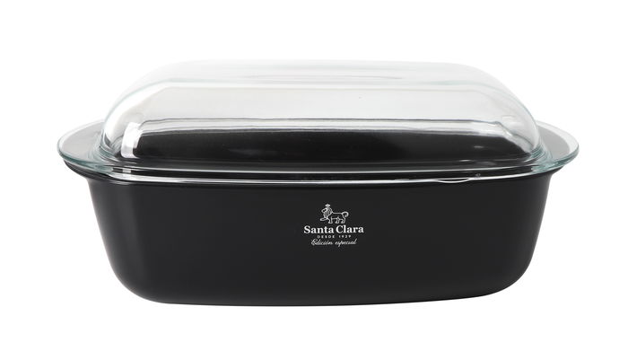 Inde Fuente Rectangular para Horno con Tapa de Borosilicato, 4.5 Litros, 33 x 20 x 13 cm (2 Unidades)