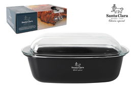 Inde Fuente Rectangular para Horno con Tapa de Borosilicato, 4.5 Litros, 33 x 20 x 13 cm (2 Unidades)