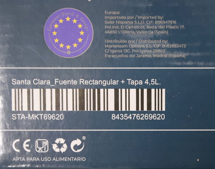 Inde Fuente Rectangular para Horno con Tapa de Borosilicato, 4.5 Litros, 33 x 20 x 13 cm (2 Unidades)
