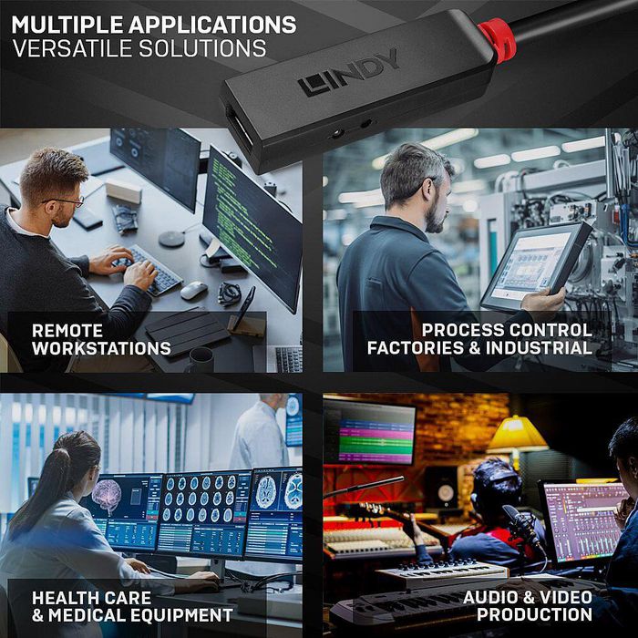 Lindy - Cable de extensión activo USB 3.0 Slim, 5 metros, USB-A macho a USB-A hembra, transferencia hasta 5 Gbps, con entrada de alimentación DC