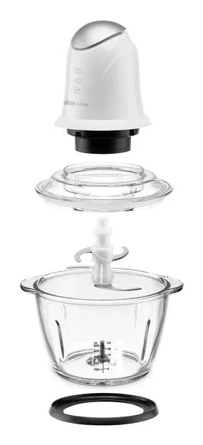 Ufesa 70506138 Picadora Eléctrica Freshchop 500W, Jarra de Vidrio 1.2L con Cierre de Seguridad, Cuchillas Acero Inoxidable, Base Antideslizante, Color Blanco
