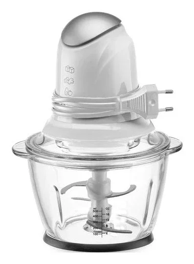Ufesa 70506138 Picadora Eléctrica Freshchop 500W, Jarra de Vidrio 1.2L con Cierre de Seguridad, Cuchillas Acero Inoxidable, Base Antideslizante, Color Blanco