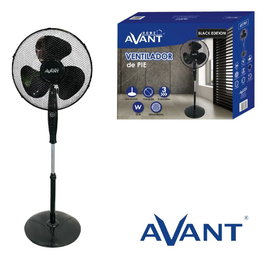 AVANT Black Edition Ventilador de Pie, 16 Pulgadas (40 cm), 45W, Color Negro con Base Redonda