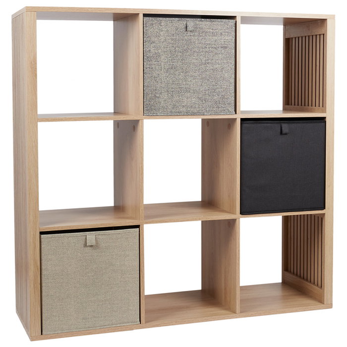 Home Deco Factory Estantería Klaus con 9 Compartimentos Natural Madera Aglomerado MDF 102x32x99 cm