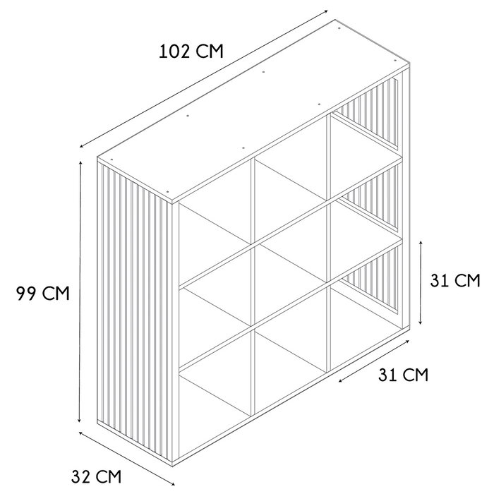 Home Deco Factory Estantería Klaus con 9 Compartimentos Natural Madera Aglomerado MDF 102x32x99 cm