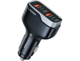 Veger Cargador Coche 66W 2xUSB-C/2xUSB-A Negro