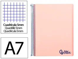 Liderpapel Cuaderno Espiral A7 Micro Wonder Rosa 100 Hojas Cuadro 5mm