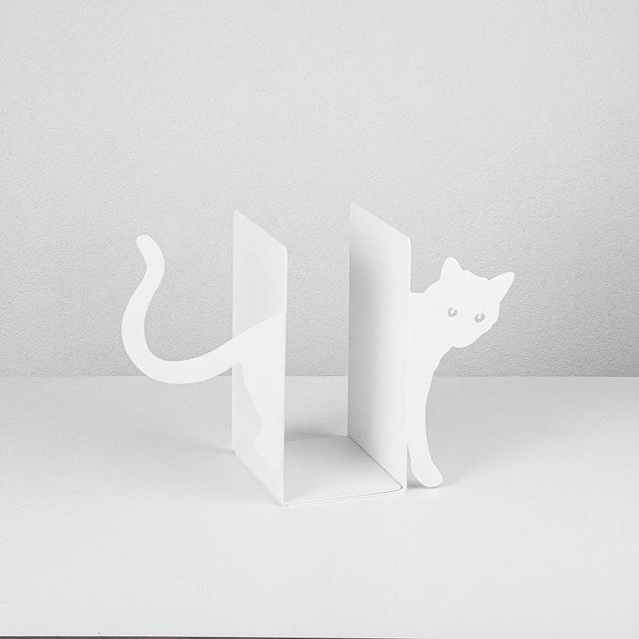 Aberto Design Sujetalibros 5, Metal, Blanco, 35 x 14 x 22 cm - Kitap Tutucu Elegante y Robusto para Organizar Libros en Estanterías y Escritorios