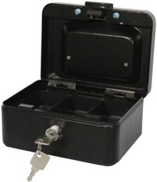 POESSA Caja de caudales pequeña con bandeja y cierre negro 15x8x11cm
