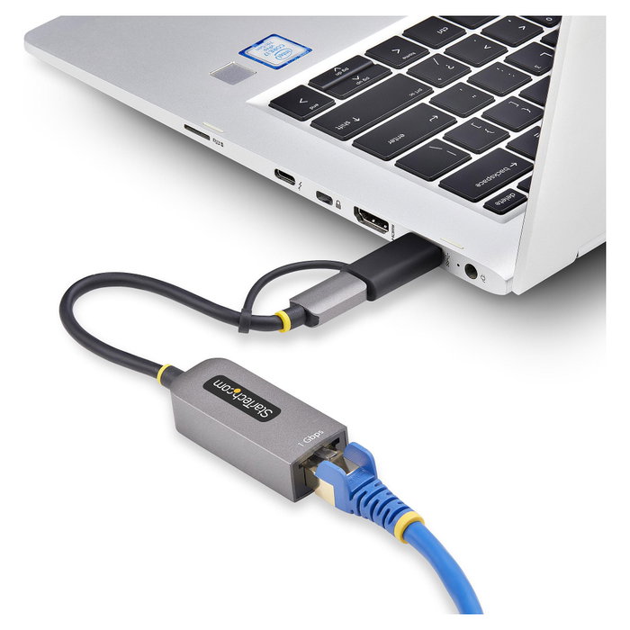 StarTech.com Adaptador de red USB-C a Ethernet C21GA-USB-ETHERNET con dongle USB-A, Gris