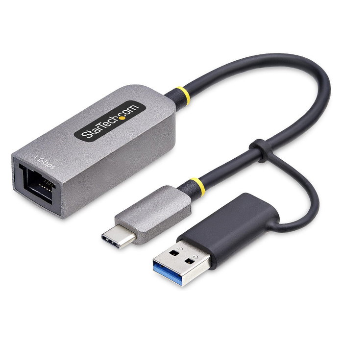 StarTech.com Adaptador de red USB-C a Ethernet C21GA-USB-ETHERNET con dongle USB-A, Gris