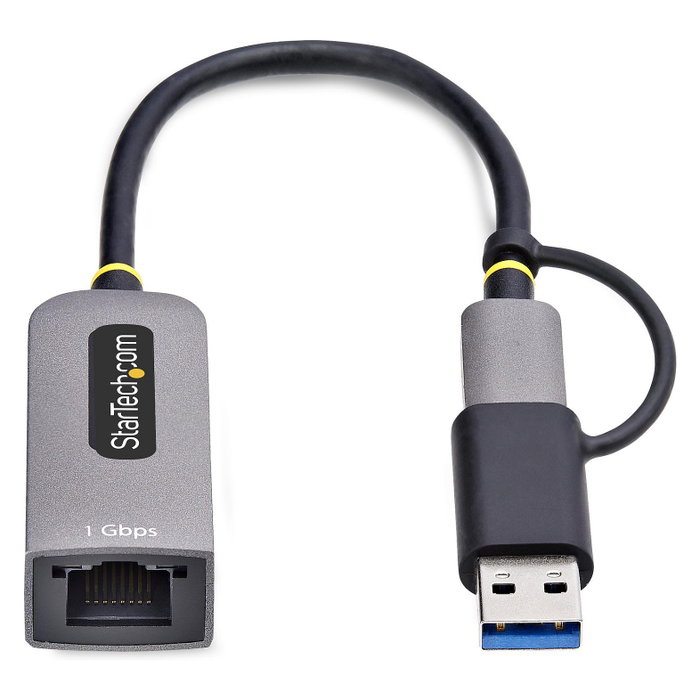 StarTech.com Adaptador de red USB-C a Ethernet C21GA-USB-ETHERNET con dongle USB-A, Gris