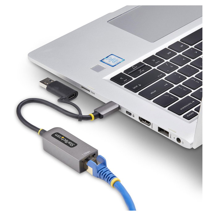 StarTech.com Adaptador de red USB-C a Ethernet C21GA-USB-ETHERNET con dongle USB-A, Gris