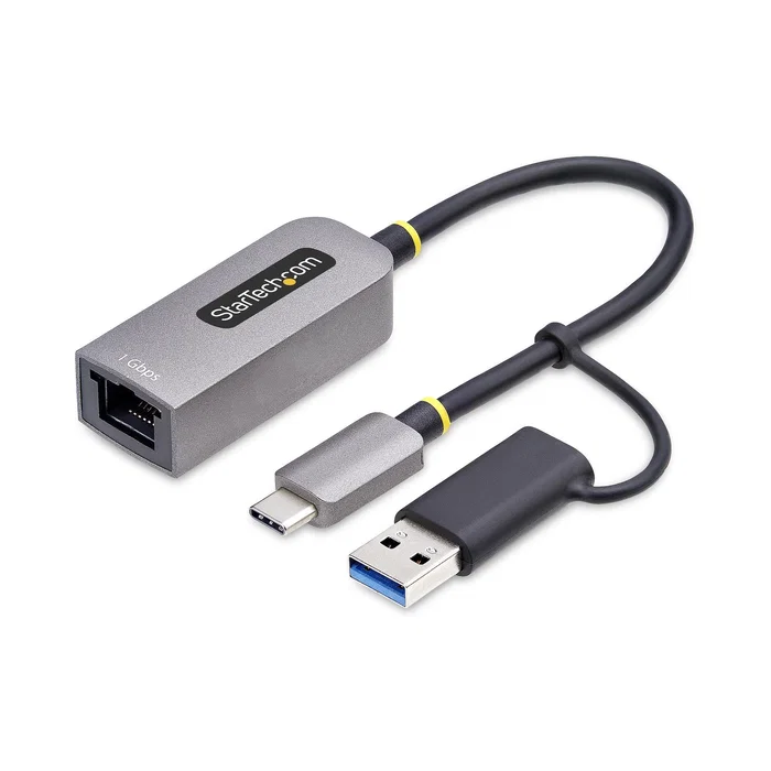StarTech.com Adaptador USB-C a Ethernet 10/100/1000 Mbps con Dongle USB-A - Cable Integrado 15 cm - Gris StarTech.com Adaptador USB-C a Ethernet 10/100/1000 Mbps con Dongle USB-A - Cable Integrado 15 cm - Gris