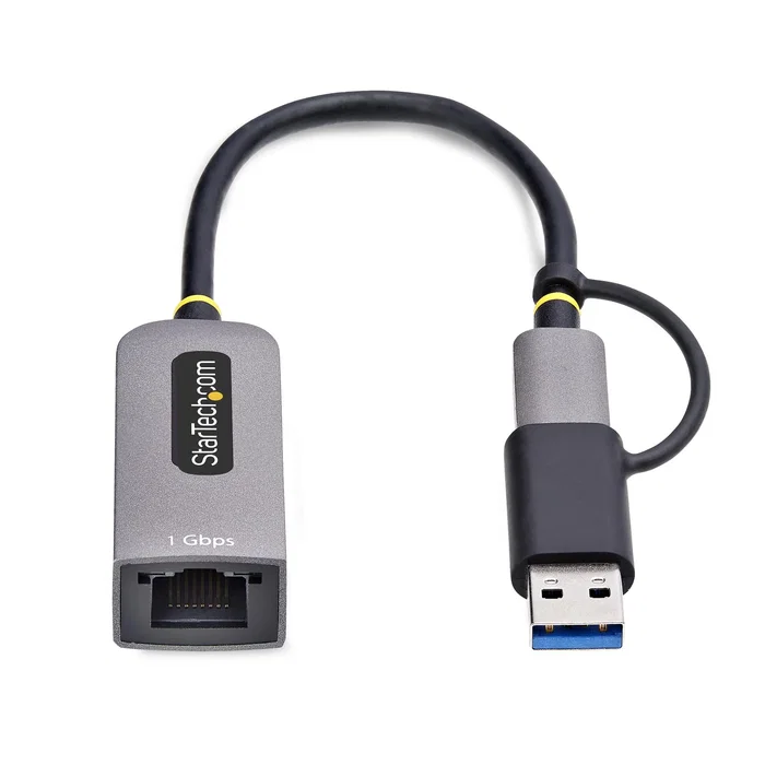 StarTech.com Adaptador de red USB-C a Ethernet C21GA-USB-ETHERNET con dongle USB-A, Gris