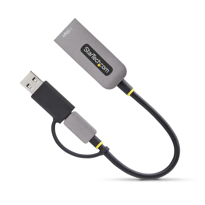 StarTech.com Adaptador de red USB-C a Ethernet C21GA-USB-ETHERNET con dongle USB-A, Gris