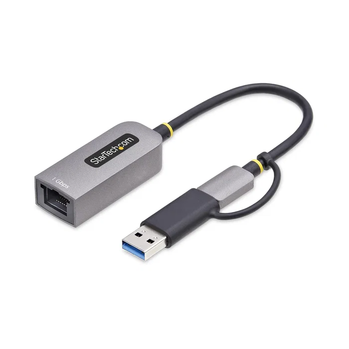 StarTech.com Adaptador de red USB-C a Ethernet C21GA-USB-ETHERNET con dongle USB-A, Gris