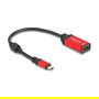 DeLOCK Adaptador USB-C a DisplayPort 1.4 (DP Alt Mode), 8K a 30Hz, HDR10, Negro y Rojo, Cable 0.2m, Macho/Hembra, Plug & Play