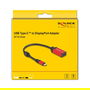 DeLOCK Adaptador USB-C a DisplayPort 1.4 (DP Alt Mode), 8K a 30Hz, HDR10, Negro y Rojo, Cable 0.2m, Macho/Hembra, Plug & Play