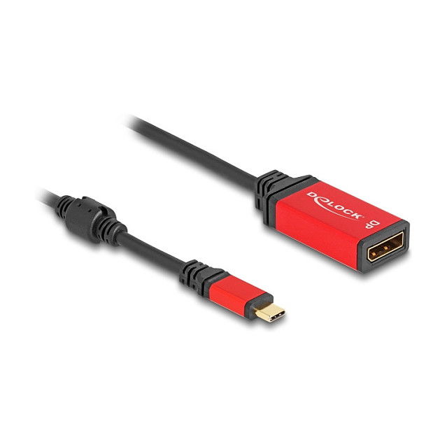 DeLOCK Adaptador USB-C a DisplayPort 1.4 (DP Alt Mode), 8K a 30Hz, HDR10, Negro y Rojo, Cable 0.2m, Macho/Hembra, Plug & Play DeLOCK Adaptador USB-C a DisplayPort 1.4 (DP Alt Mode), 8K a 30Hz, HDR10, Negro y Rojo, Cable 0.2m, Macho/Hembra, Plug & Play