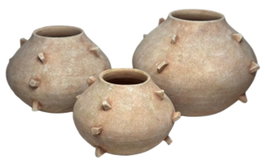 DKD Home Decor Jarrón de Terracota Pinchos Artesanal Beige