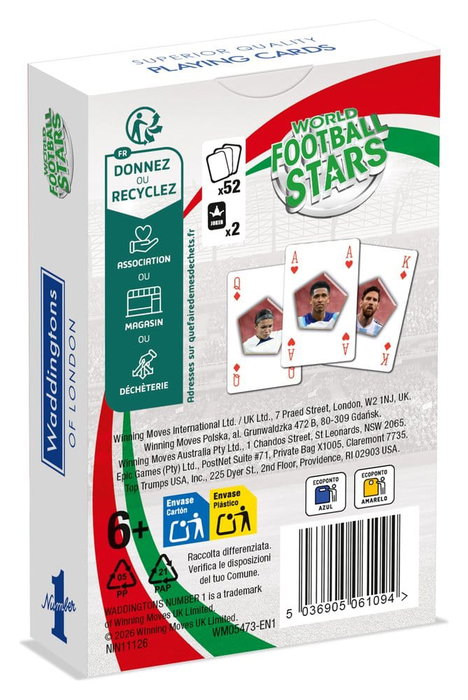 Winning Moves Estrellas del Fútbol Mundial No 1 Naipes Edición Inglés