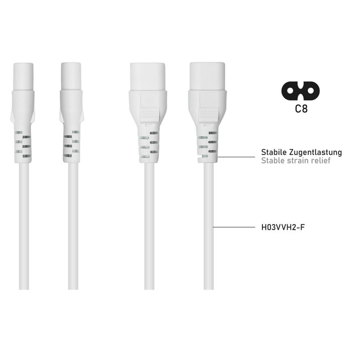 Kabelmeister Cable de extensión C8 a C7, 3m, blanco