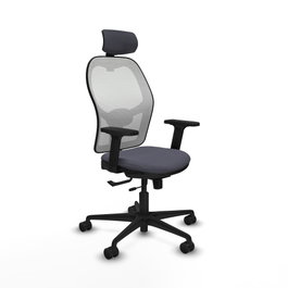 PIQUERAS Y CRESPO Silla de oficina Jorquera con mecanismo Sincro/Traslack, Gris oscuro y Blanco