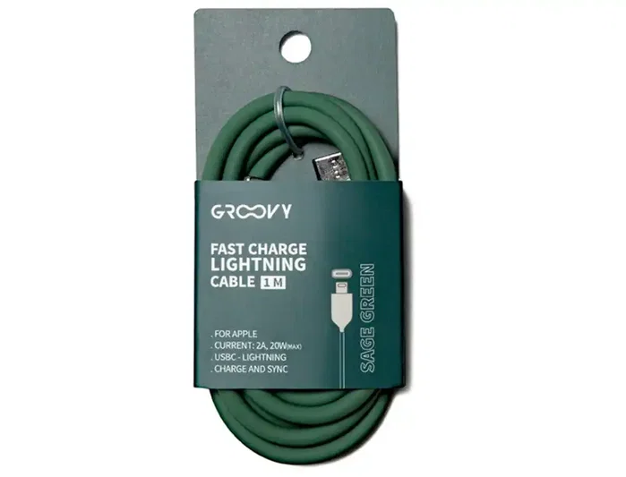 GROOVY Cable USB-C a Lightning de 1 m Verde Salvia