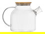 Vivalto Tetera de Vidrio Borosilicato con Tapa de Bambú 1.5 Litros 23x15x14 cm, Resistente a Cambios de Temperatura (-20ºC a 150ºC) con Filtro, Transparente (Set de 6)