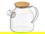 Vivalto Tetera de Vidrio Borosilicato con Tapa de Bambú 1.5 Litros 23x15x14 cm, Resistente a Cambios de Temperatura (-20ºC a 150ºC) con Filtro, Transparente (Set de 6)
