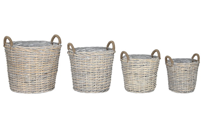 Leñera Alpino DKD Home Decor Gris Claro 58 x 57 x 55 cm Set de 4