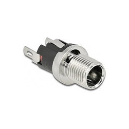 DeLOCK Conector DC 5,5 x 2,1 x 12,0 mm Hembra para Soldar, Cromo