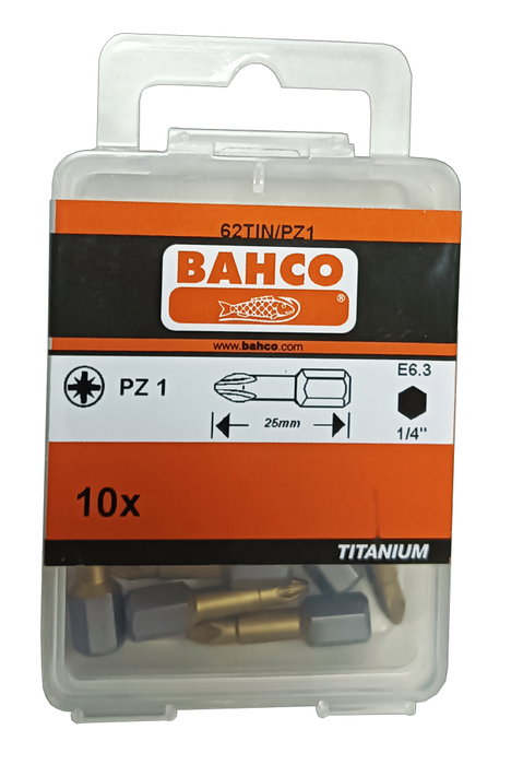 Bahco Juego de Puntas de Titanio Pozidriv PZ1 1/4 (10 Unidades)