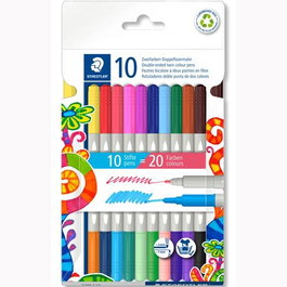 Staedtler Rotuladores Noris 3280 Doble Punta Estuche 10 Unidades, 20 Colores Surtidos