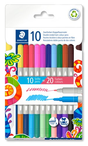 Staedtler Noris 3280 Rotuladores de Doble Punta Surtidos Estuche 10 UD