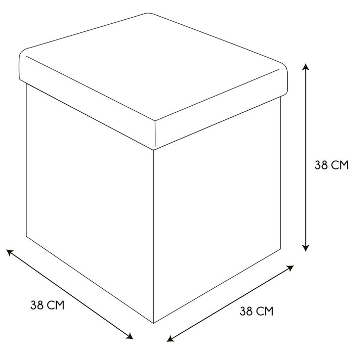 Home Deco Factory Caja-Puf Plegable Tapizado Rizo 38x38x38 cm