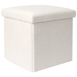 Home Deco Factory Caja-Puf Plegable Tapizado Rizo 38x38x38 cm