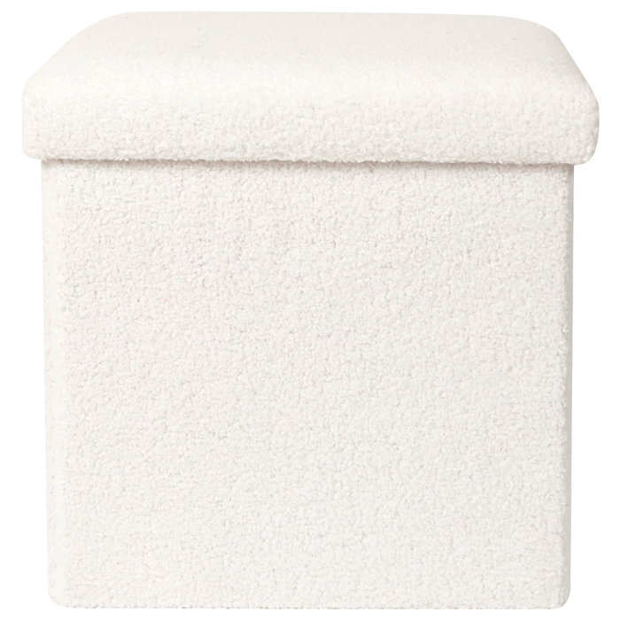 Home Deco Factory Caja-Puf Plegable Tapizado Rizo 38x38x38 cm