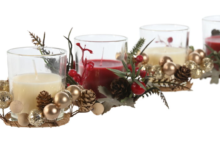 DKD Home Decor Vela Navidad Tradicional Rojo Blanco 10 x 6.5 x 19.5 cm Set de 2 (12 Unidades)