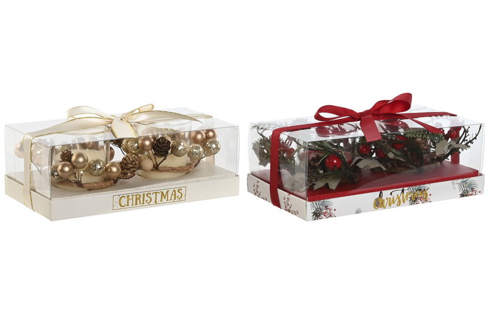 DKD Home Decor Vela Navidad Tradicional Rojo Blanco 10 x 6.5 x 19.5 cm Set de 2 (12 Unidades)
