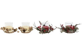 DKD Home Decor Vela Navidad Tradicional Rojo Blanco 10 x 6.5 x 19.5 cm Set de 2 (12 Unidades)