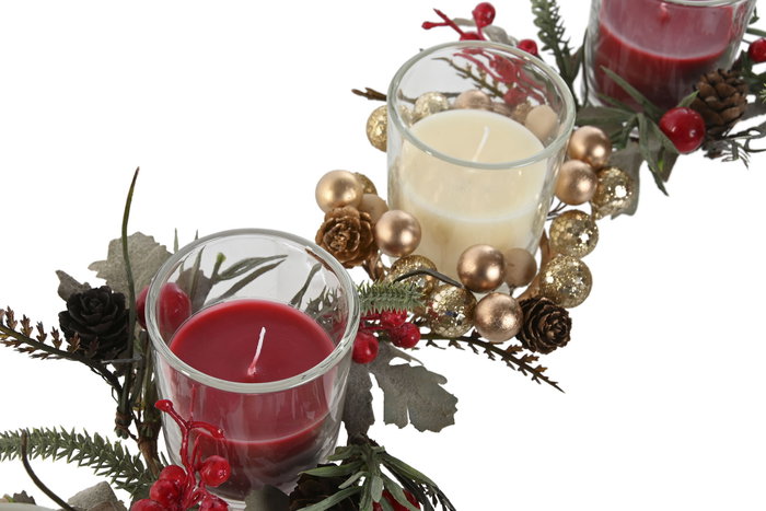 DKD Home Decor Vela Navidad Tradicional Rojo Blanco 10 x 6.5 x 19.5 cm Set de 2 (12 Unidades)