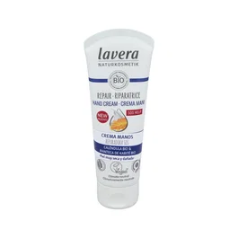 LAVERA Crema de Manos SOS Reparadora 75 ml - Manos Agrietadas, con Caléndula y Manteca de Karité Orgánica - Certificación Natrue, Vegano, Dermatológicamente Testada