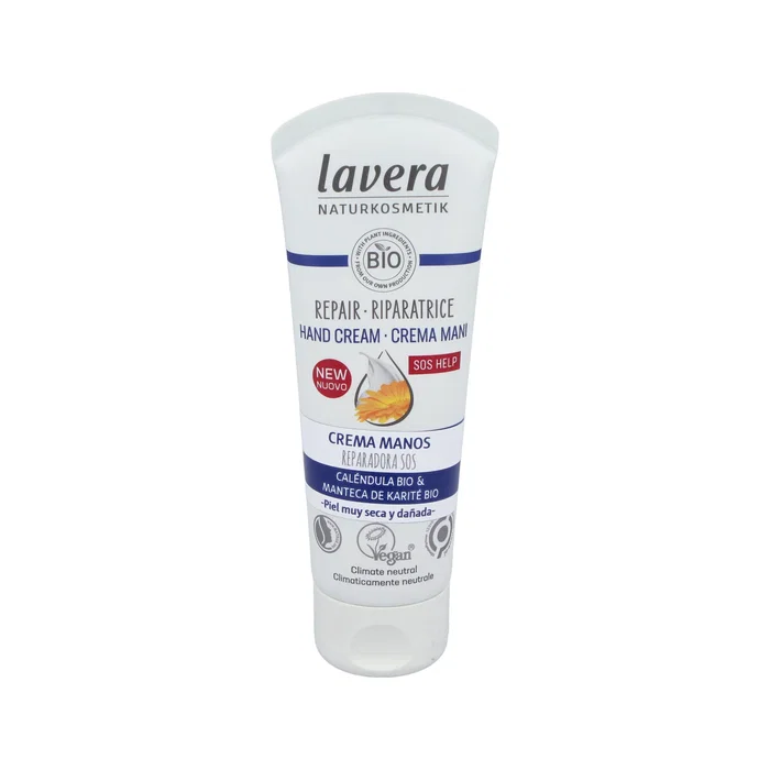 LAVERA Crema de Manos SOS Reparadora 75 ml - Manos Agrietadas, con Caléndula y Manteca de Karité Orgánica - Certificación Natrue, Vegano, Dermatológicamente Testada LAVERA Crema de Manos SOS Reparadora 75 ml - Manos Agrietadas, con Caléndula y Manteca de Karité Orgánica - Certificación Natrue, Vegano, Dermatológicamente Testada