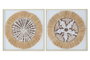 DKD Home Decor Cuadro Yute Pino 60x3x60 Boho 3D Surtido de 2 unidades