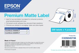Epson Premium Matte Label Die Cut Roll 210mm x 297mm, 200 etiquetas