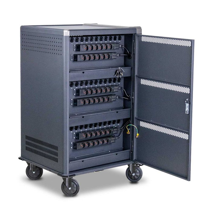 Phoenix Technologies Armario Carro de Carga CHGSTA36 para 36 Dispositivos hasta 15.6 Pulgadas, Carga Inteligente 65W, Seguridad y Ventilación