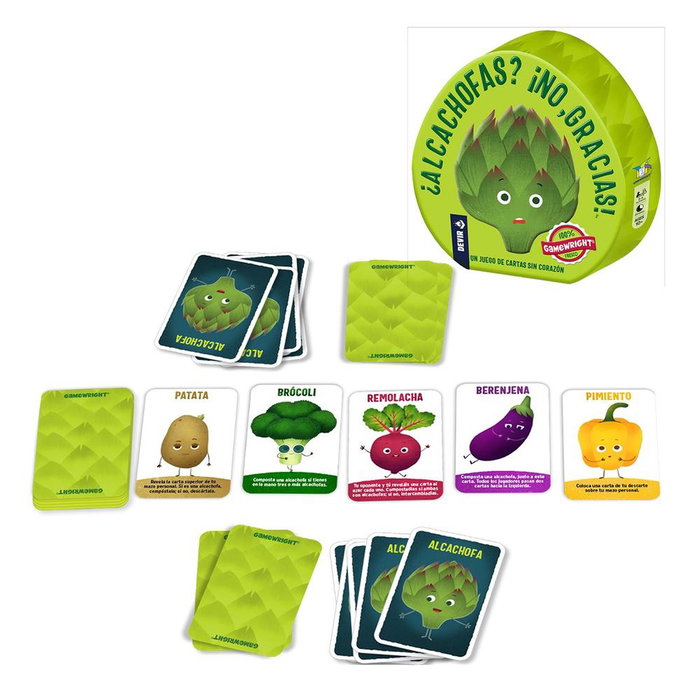 Devir Juego de Mesa Alcachofas ¡No Gracias! - Juego de Construcción de Mazos, Premio American Tabletop Awards 2021, 2-4 Jugadores, +10 Años, 20 Min, Castellano