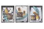 DKD Home Decor Set de 3 Cuadros Lienzo Modernos Multicolor con Purpurina 53x73 cm